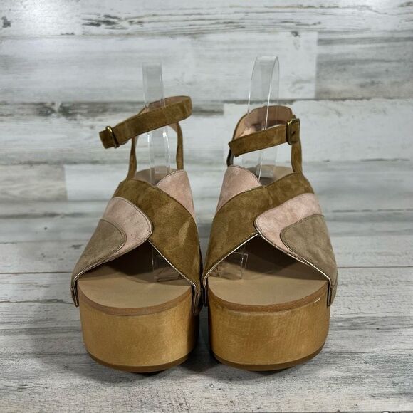 Coach Platform Womens Sandals Beg Suede G3608 Cork Block Heels Brown US 9.5B - Picture 4 of 8